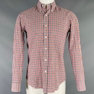 SALVATORE PICCOLO Size M Red White Blue Checkered Cotton Long Sleeve Shirt